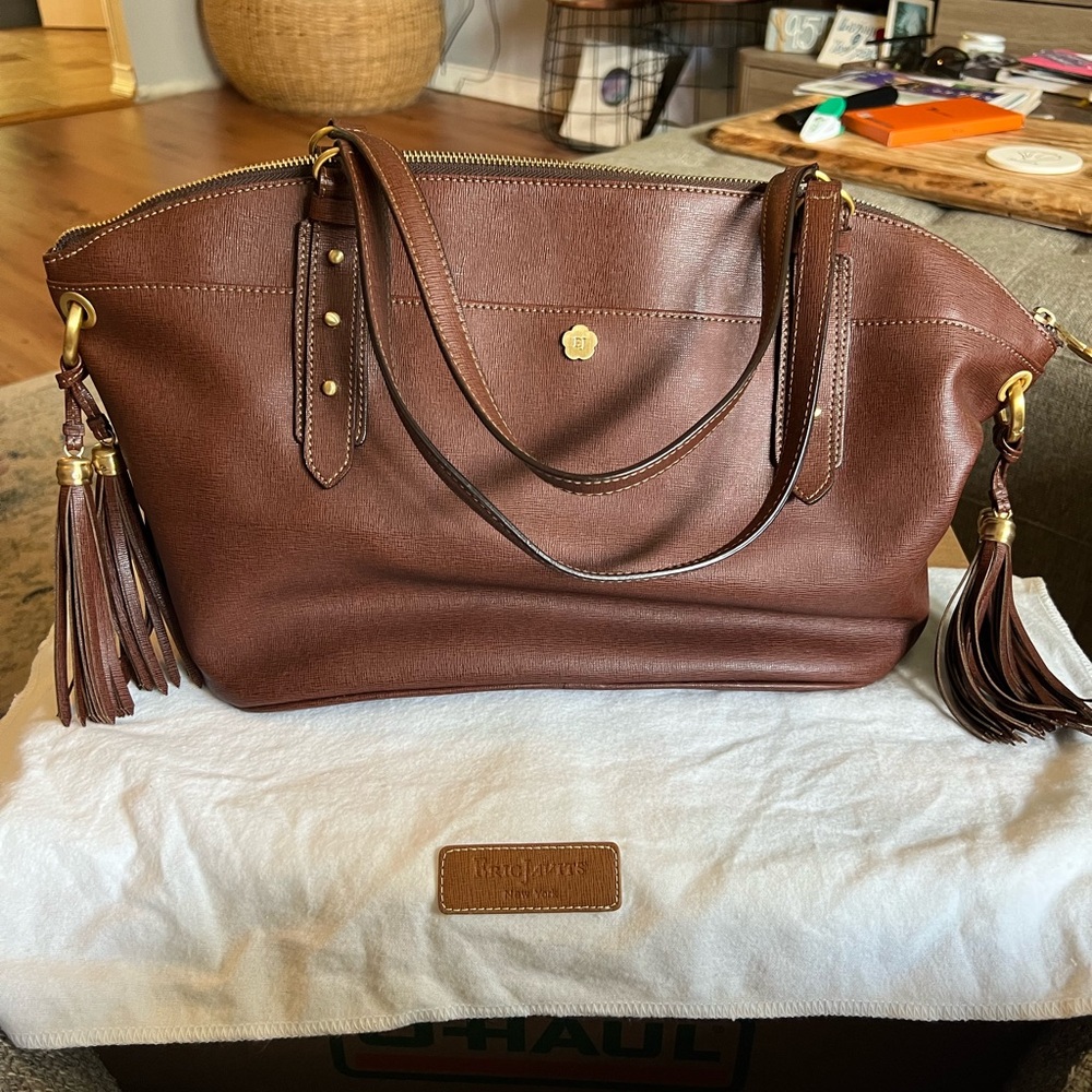 Vintage Eric Javits Large Brown Textured Leather Handbag